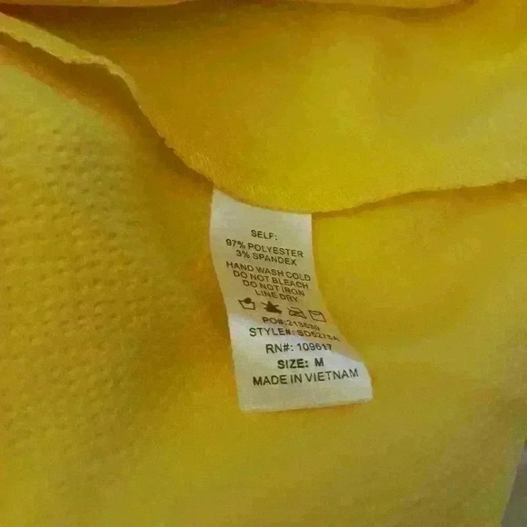 Like new Party cocktail yellow cowl sexy slip shiny spaghetti strap mini dress M - Picture 4 of 5